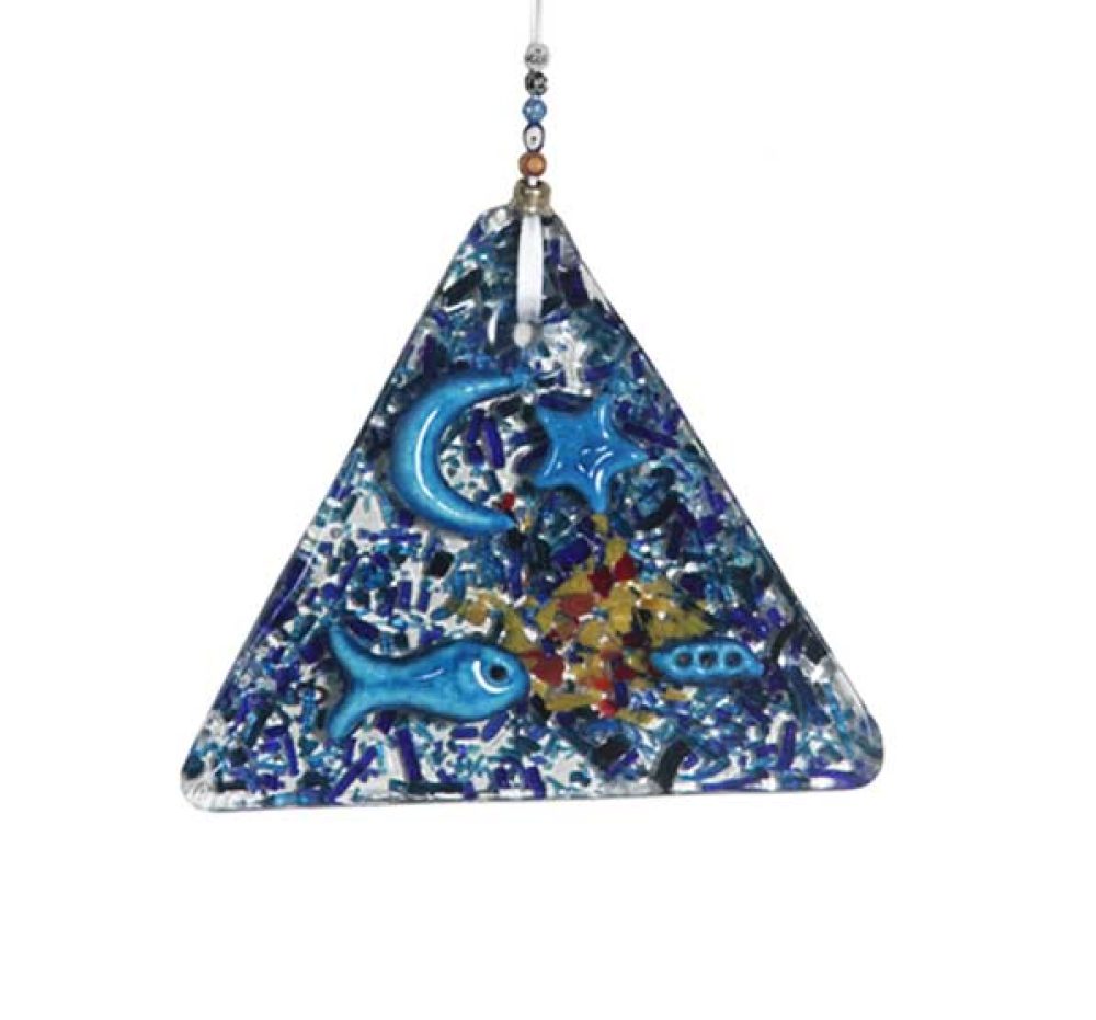 Thick glass large triangle wall hanging