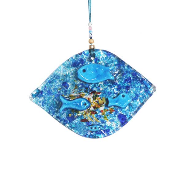 THick glass wall hanging fish