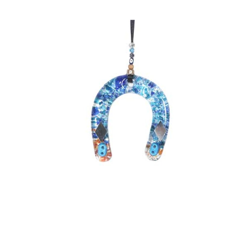 thick glass small horse shoe wall hanging