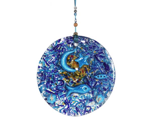 thick glass large round wall hanging